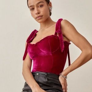 Reformation Colomba Velvet Top - Rhubarb